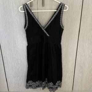 Calvin Klein Black Cotton Dress With Silver Lace Embroidery - Size 6P